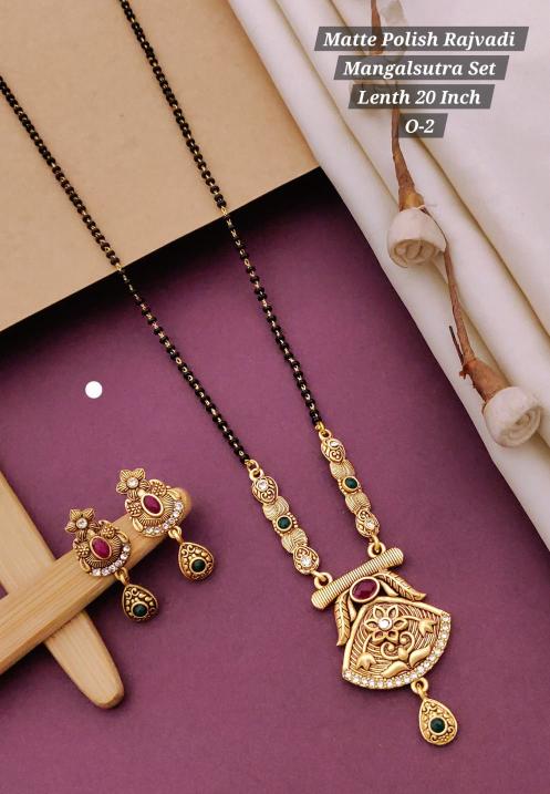 Matte polish rajvadi mangalsutra set lenth 20 inch O 2 Artificial jwellery manufacturers in Surat